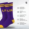 Strideline NCAA Mens 2 Stripe Crew Socks-LSU-Size M/L (8-12) view 2