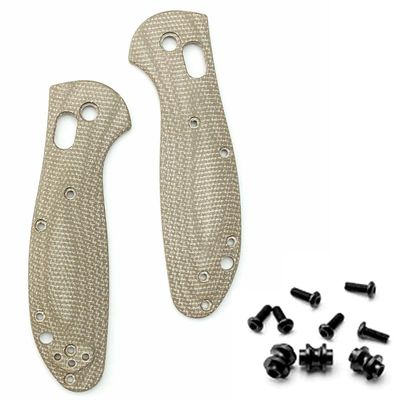 1Pair Micarta Scale Handle Fits for Griptilian Mini 555 556 557 with 3 Sets Screws, Khaki Knife Handle Patch Replacement