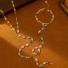 SHANG JIURUI Chic Beaded Lariat Necklace in Vibrant Green - Elegant Long Y-Necklace with Adjustable Length - Perfect for Layering - Fashion Forward Accessory view 2