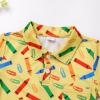 IBTOM CASTLE Toddler Boys Back to School Shirt Kindergarten First Day of School Clothes for Boys Short Sleeve Tops Yellow 6-7Y view 2