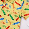IBTOM CASTLE Toddler Boys Back to School Shirt Kindergarten First Day of School Clothes for Boys Short Sleeve Tops Yellow 6-7Y view 3