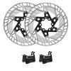 BUCKLOS 160mm Sliver Floating Bike Disc Brake Rotor with Heat Dissipation Fins and 2 Pair Resin Bike Disc Brake Pads Compatible with Shimano Deore XT XTR LX SLX Hone Alfine Saint Disc Brake view 1