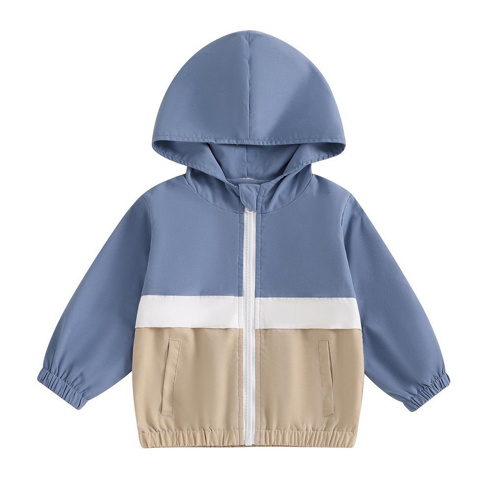 Karesoull Toddler Baby Boy Hooded Jacket Long Sleeve Flap Pocket Zip Up Hoodie Coat Fall Winter Outwear (Blue, 12-18 Months)