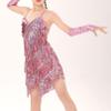 Agoky Girls Latin Dance Dress Sequins Fringe Dress Tassel Dancewear Party Modern Ballroom Cha Cha Salsa Dancer Outfits Pink 8-10 Years view 4