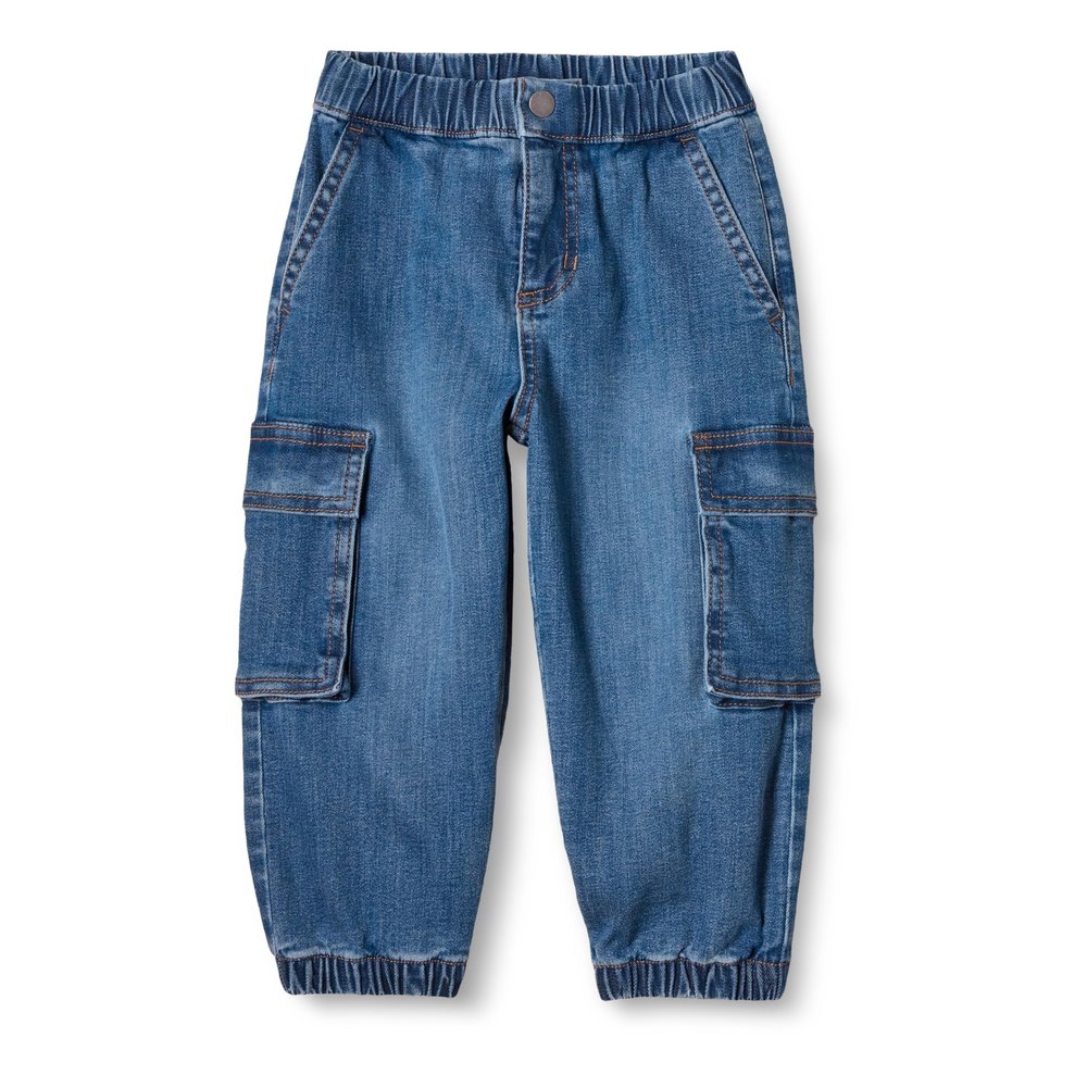 Amazon Essentials Boys' Stretch Denim Cargo Jean, Indigo, Medium