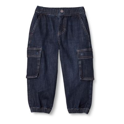 Amazon Essentials Boys' Stretch Denim Cargo Jean, Dark Wash, XX-Large