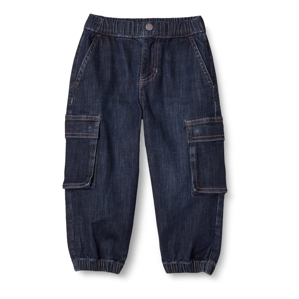 Amazon Essentials Boys' Stretch Denim Cargo Jean, Dark Wash, XX-Large