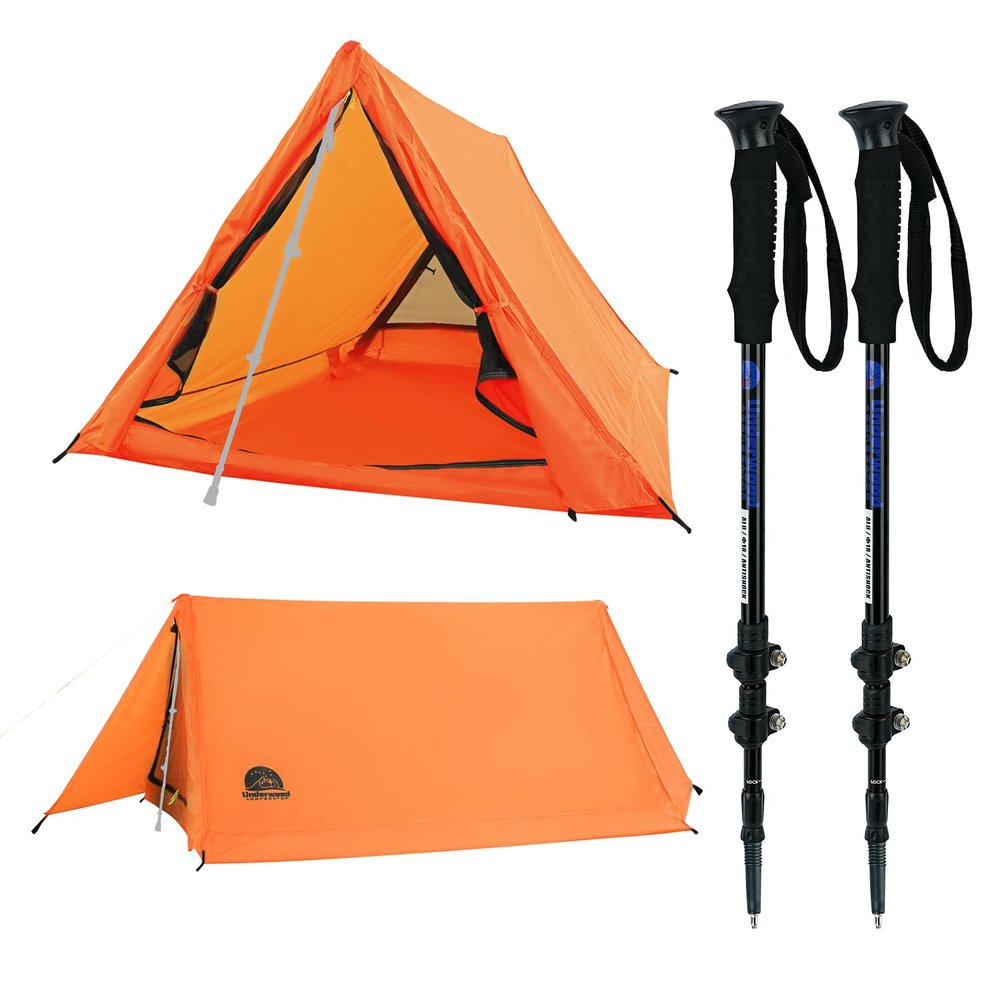 2-Person Lightweight Trekking Pole Tent & Collapsible Aluminum Hiking Sticks by Underwood Aggregator