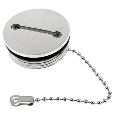 XUEYEGONGJI Boat Gas Cap 2in Boat Fuel Cap Stainless Steel Marine Gas Cap Replacement with Chain Silver Boat Deck Hardware Boat Accessories Boat Gas Cap Replacement