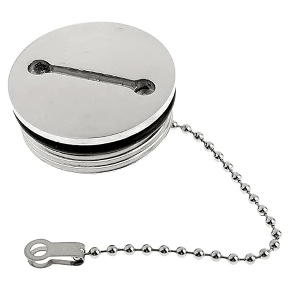 XUEYEGONGJI Boat Gas Cap 2in Boat Fuel Cap Stainless Steel Marine Gas Cap Replacement with Chain Silver Boat Deck Hardware Boat Accessories Boat Gas Cap Replacement