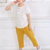 Toddler Baby Boys Cotton Linen Solid Color Pants Casual Ankle Pants Loose Long Blomers Linen Pants (Yellow, 1-2 Years) view 3