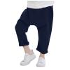Toddler Baby Boys Cotton Linen Solid Color Pants Casual Ankle Pants Loose Long Blomers Linen Pants (Navy, 1-2 Years) view 1
