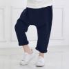 Toddler Baby Boys Cotton Linen Solid Color Pants Casual Ankle Pants Loose Long Blomers Linen Pants (Navy, 1-2 Years) view 3