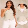 Allegra K Notched Lapel Waistcoat Vest for Women's Double Breasted V Neck Sleeveless Workwear Suit Vests Small Apricot view 2