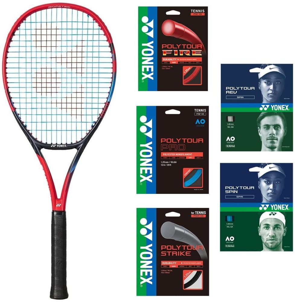 Yonex VCore 95 7th Gen Tennis Racquet (Scarlet) - Strung with Your Choice of 125-Gauge String
