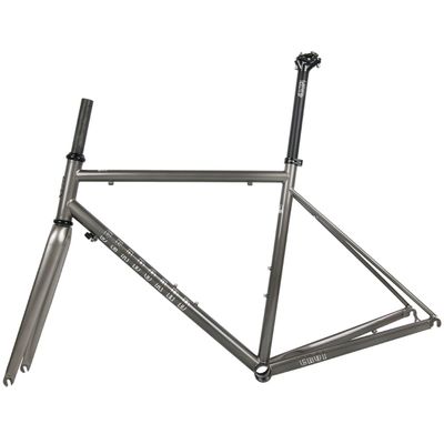 Cr-Mo Steel Road Bike Frameset with Carbon Fork 44/47/50/53/56cm C Brake Frame for 700C Wheels Quick Release F100mm R130MM Bicycle Frame BSA68mm (Color : Silver gray, Size : 53cm)