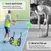 2 in 1 Tennis Ball Picker, 55 Large Capacity Stainless Steel Balls Receiver Pick Up Rollers Tool, Tennis Ball Automatic Collector, Tennis Ball Retriever Basket Roller Hopper, for Schools, Clubs view 3