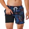 NIMENJOJA Mens 5" Swim Trunks with Compression Liner Stretch Board Shorts Quick Dry Zipper Pockets Beach Shorts view 1