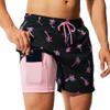 NIMENJOJA Mens 5" Swim Trunks with Compression Liner Stretch Board Shorts Quick Dry Zipper Pockets Beach Shorts view 1