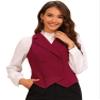 Allegra K Notched Lapel Waistcoat Vest for Women's Double Breasted V Neck Sleeveless Workwear Suit Vests X-Small Burgundy view 1
