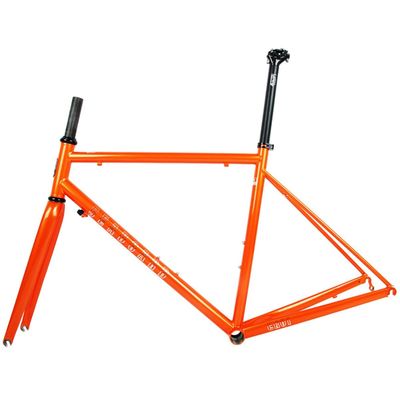 Cr-Mo Steel Road Bike Frameset with Carbon Fork 44/47/50/53/56cm C Brake Frame for 700C Wheels Quick Release F100mm R130MM Bicycle Frame BSA68mm (Color : Orange, Size : 53cm)