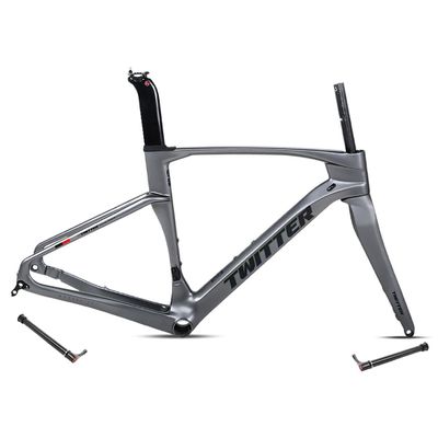 Gravel Bike Frameset 700c Carbon Road Bike Frame 45/48/51/54cm Thru Axle F12x100mm/R12x142mm Disc Brake Frame Internal Routing Lightweight (Color : Dark gray, Size : 54CM)