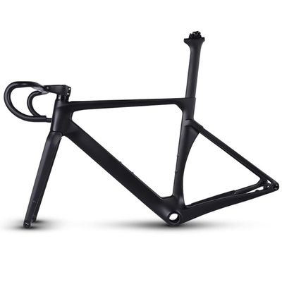 700C Road Carbon Fiber Bike Frameset 49/52/54/56/59CM Adult Road Bike Frame Disc Brake Thru Axle 142x12mm Routing Internal with Carbon Fork Integrated Carbon Handlebar