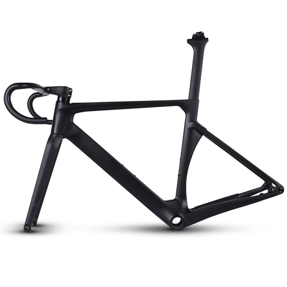 700C Road Carbon Fiber Bike Frameset 49/52/54/56/59CM Adult Road Bike Frame Disc Brake Thru Axle 142x12mm Routing Internal with Carbon Fork Integrated Carbon Handlebar