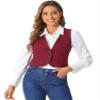 Allegra K Plaid Vest for Women's Single Breasted Sleeveless Racerback Vintage Waistcoat Large Red Black view 1