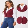 Allegra K Plaid Vest for Women's Single Breasted Sleeveless Racerback Vintage Waistcoat Large Red Black view 2