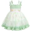 ODASDO Baby Girl Birthday Party Dress Toddler Kids Summer Sundress Floral Printed Tulle Princess Sleeveless Bowknot Ruffle Dresses for Birthday Party Pageant Casual Holiday Photo Shoot Green 18-24M view 2