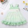 ODASDO Baby Girl Birthday Party Dress Toddler Kids Summer Sundress Floral Printed Tulle Princess Sleeveless Bowknot Ruffle Dresses for Birthday Party Pageant Casual Holiday Photo Shoot Green 18-24M view 4