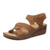 Women Wedges Vintage Sandals,Comfy Orthopedic Walking Shoes, Casual Shoes Summer Comfortable Walking Open Toe Beach Sandals Casual Flat Sandals(Brown,US 10) view 1