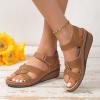 Women Wedges Vintage Sandals,Comfy Orthopedic Walking Shoes, Casual Shoes Summer Comfortable Walking Open Toe Beach Sandals Casual Flat Sandals(Brown,US 10) view 3