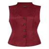 Allegra K Vintage Suit Waistcoat for Women's Gothic Blazer Sleeveless Steampunk Jacquard Dressy Vest X-Large Burgundy view 1