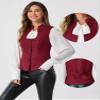 Allegra K Vintage Suit Waistcoat for Women's Gothic Blazer Sleeveless Steampunk Jacquard Dressy Vest X-Large Burgundy view 2