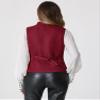 Allegra K Vintage Suit Waistcoat for Women's Gothic Blazer Sleeveless Steampunk Jacquard Dressy Vest X-Large Burgundy view 3