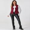 Allegra K Vintage Suit Waistcoat for Women's Gothic Blazer Sleeveless Steampunk Jacquard Dressy Vest X-Large Burgundy view 4