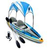 Sunlite Sports 2 Person Inflatable Kayak with Sunshade Canopy, High Output Air Pump and Storage Bag, Portable Tandem Kayak with Aluminum Oars for Lakes and Rivers view 1