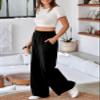 Aleumdr Wide Leg Pants for Women 2025 Fall Elastic High Waisted Sweatpants Casual Long Pants Jogger Pants with Pockets Black Medium view 4