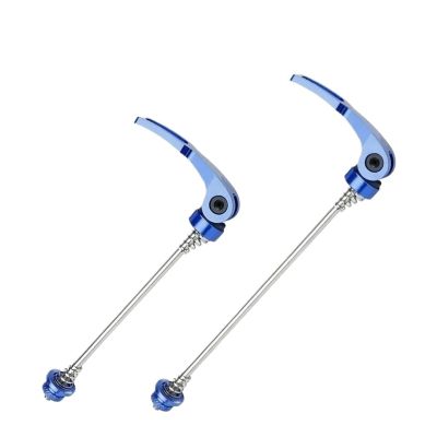 MTB Road Bike Wheel Hub Skewer Quick Release Cr-Mo Steel Fastener 100/135mm Spaced Front Rear Clip Bolt Lever(Blue)