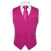 DiBanGu Men's Hot Pink Suit Vest Business Dress Waistcoat with 2 Pockets V-Neck Tuxedo Vests for Formal Wedding, Pink, 3XL view 2