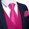 DiBanGu Men's Hot Pink Suit Vest Business Dress Waistcoat with 2 Pockets V-Neck Tuxedo Vests for Formal Wedding, Pink, 3XL view 3