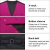 DiBanGu Men's Hot Pink Suit Vest Business Dress Waistcoat with 2 Pockets V-Neck Tuxedo Vests for Formal Wedding, Pink, 3XL view 4