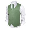 DiBanGu Men's Sage Green Suit Vest Business Dress Waistcoat with 2 Pockets V-Neck Tuxedo Vests for Formal Wedding, Green, 2XL view 1