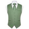 DiBanGu Men's Sage Green Suit Vest Business Dress Waistcoat with 2 Pockets V-Neck Tuxedo Vests for Formal Wedding, Green, 2XL view 2