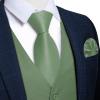DiBanGu Men's Sage Green Suit Vest Business Dress Waistcoat with 2 Pockets V-Neck Tuxedo Vests for Formal Wedding, Green, 2XL view 3
