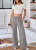 Aleumdr Wide Leg Pants for Women 2025 Fall Elastic High Waisted Sweatpants Casual Long Pants Jogger Pants with Pockets Gray 2X-Large view 3
