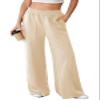 Aleumdr High Waisted Sweatpants for Women 2025 Fall Wide Leg Pants with Pockets Comfy Lounge Pants Flowy Pants Beige Large view 1