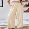 Aleumdr High Waisted Sweatpants for Women 2025 Fall Wide Leg Pants with Pockets Comfy Lounge Pants Flowy Pants Beige Large view 2